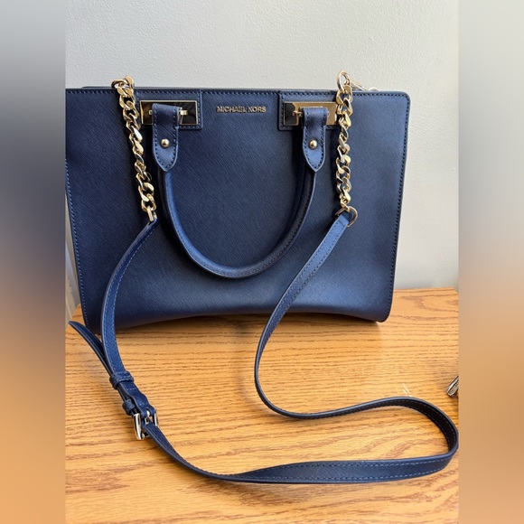 Michael Kors Dark Blue Satchel and Wallet Set